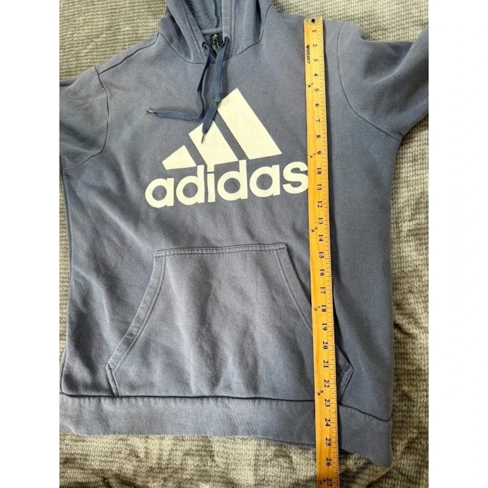 Adidas Golf Mens Hoodie Blue Fleece Pullover Logo Sweatshirt Size Medium